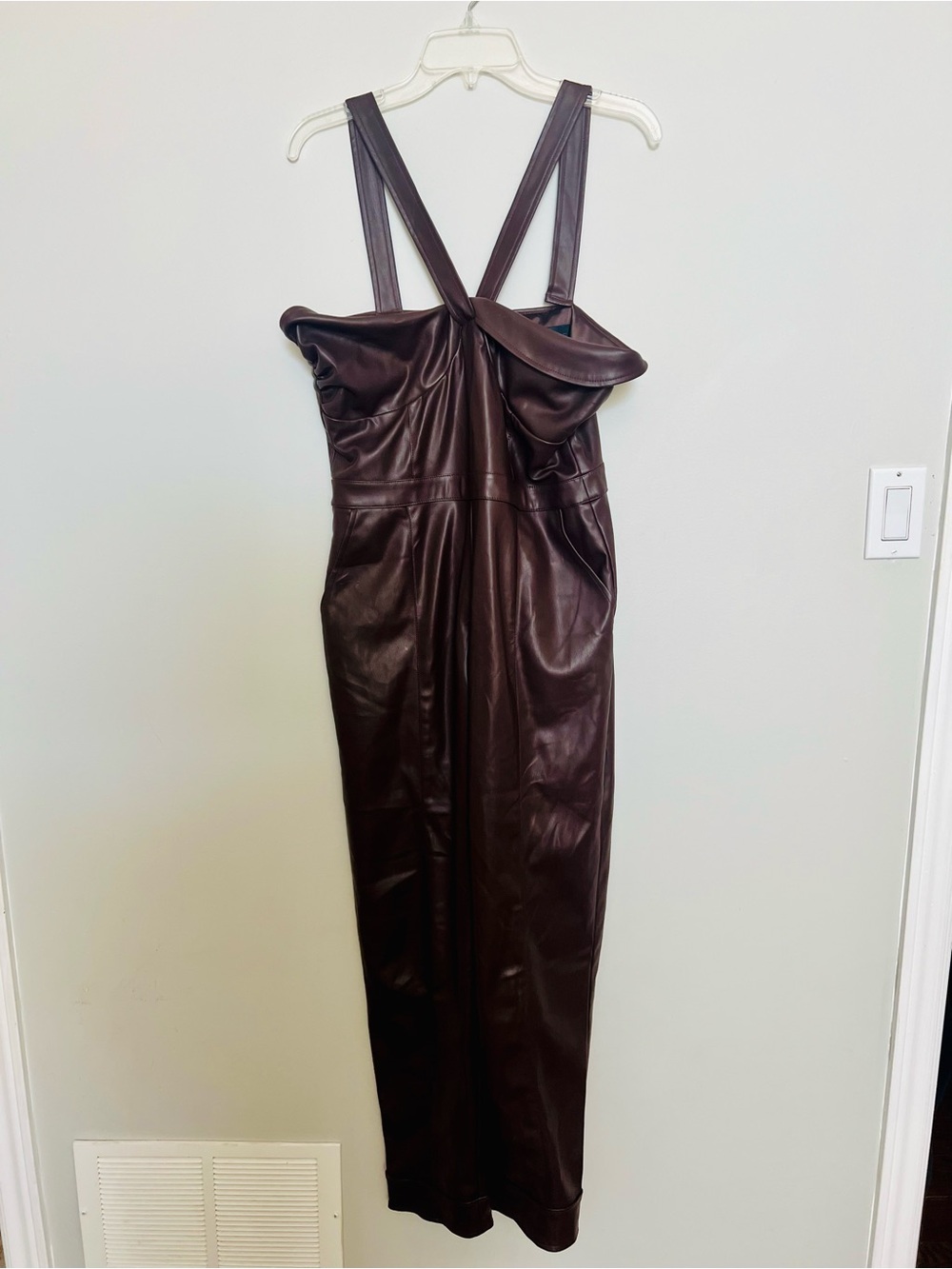 Kendall & Kylie Twist Bandeau Faux Leather Jumpsuit in Brown - Picture 5 of 9